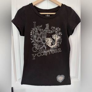 Juicy Couture Women's Black and Silver Shirt Sz Med